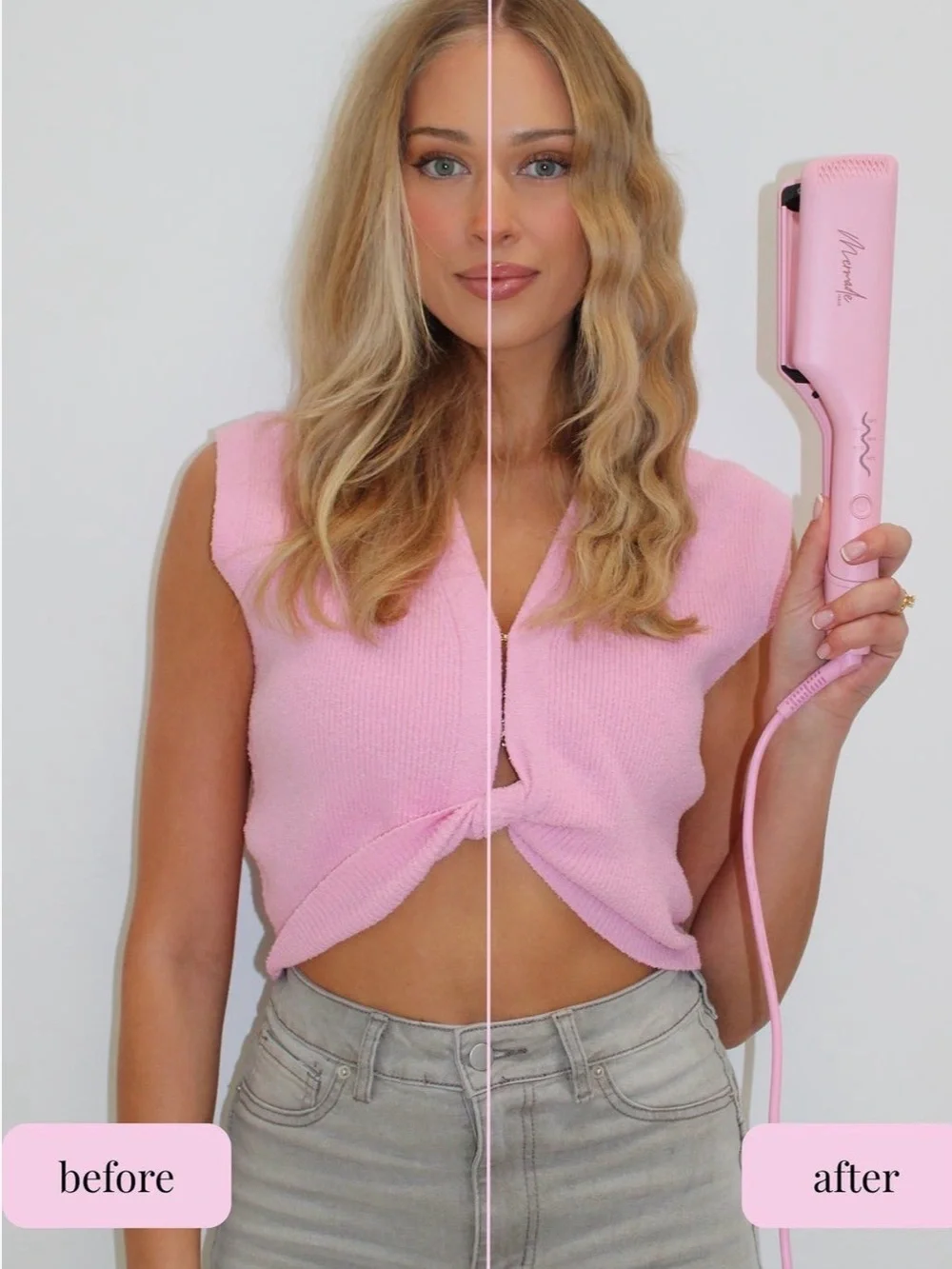 Pink Ceramic Straightening Brush - Sleek Pink Finish